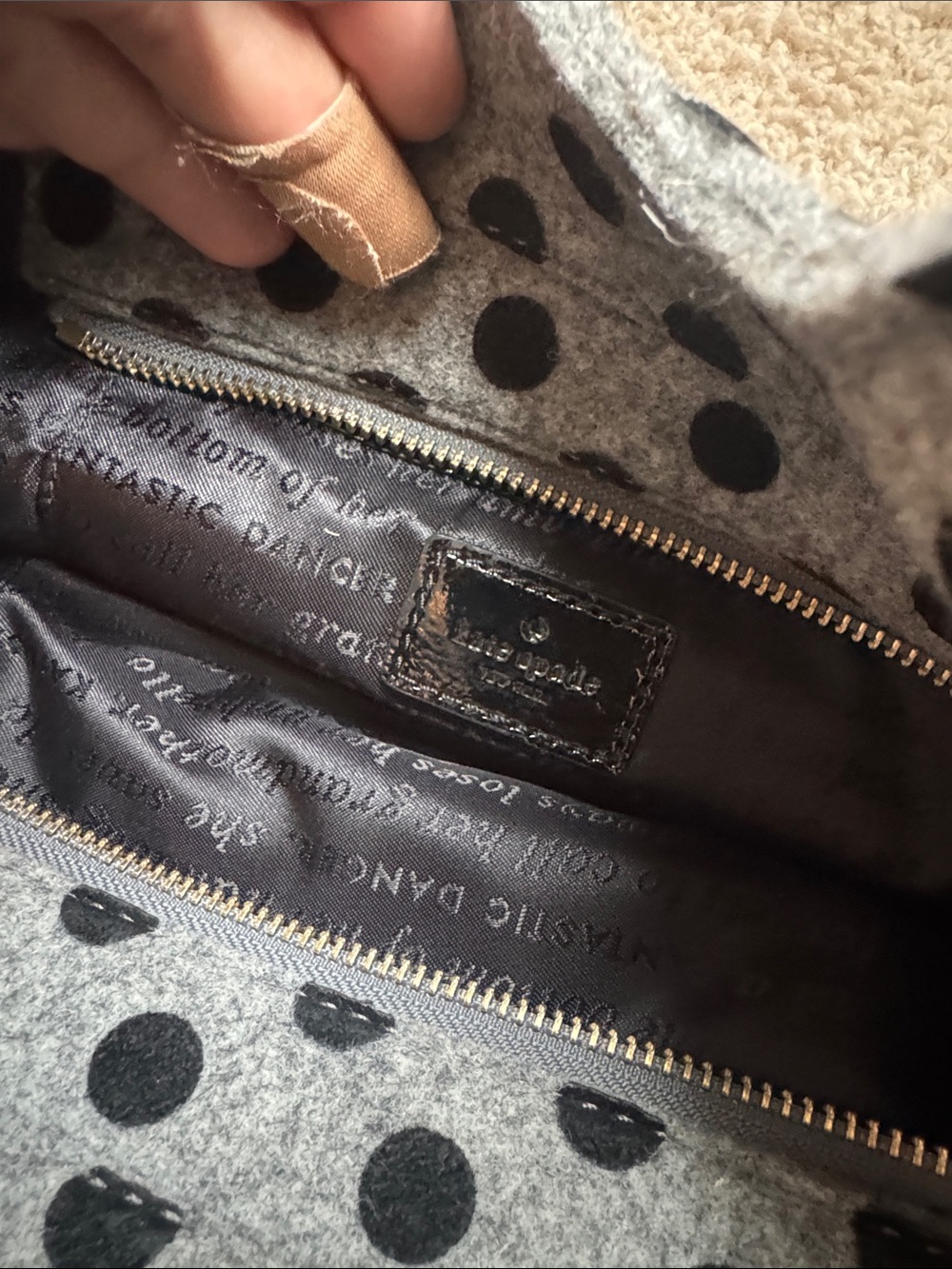 kate spade Gray and Black Polka Dot Bow Shoulder Bag - Picture 6 of 7